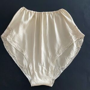 Vintage All Soft Silk Cream Panties with Imported Lace Trim